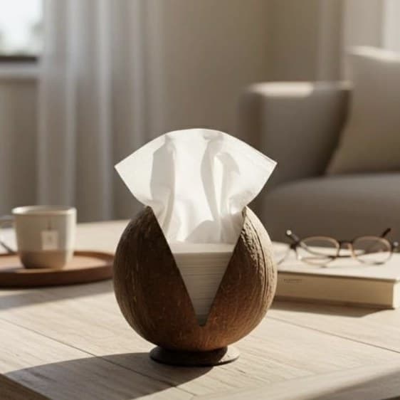 Coconut Shell Tissue Holder