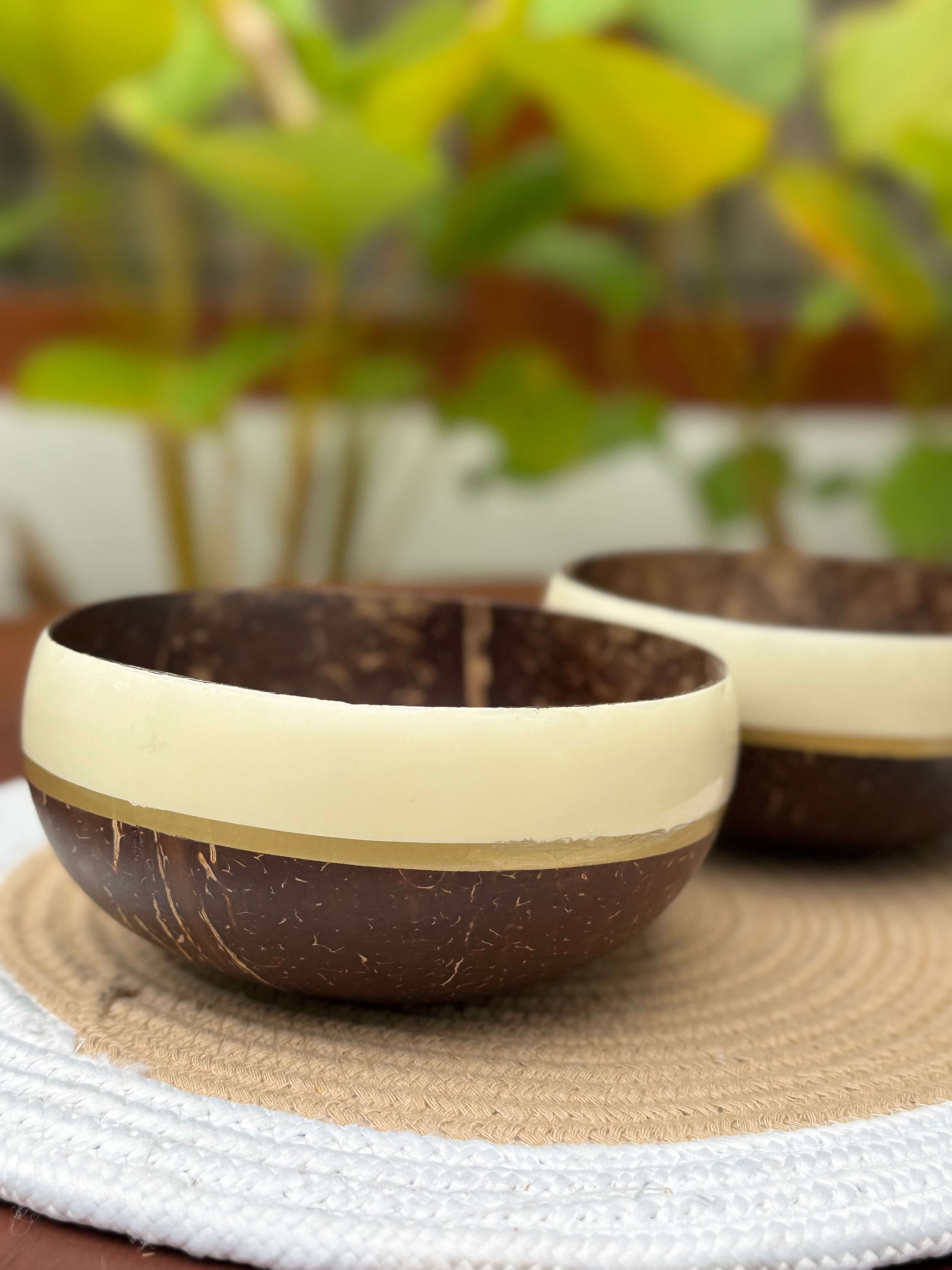 Thenga Story Enamel Bowl with Coconut Shell-Inspired Exterior – 600 ML Serving Bowl, thumbnail 1