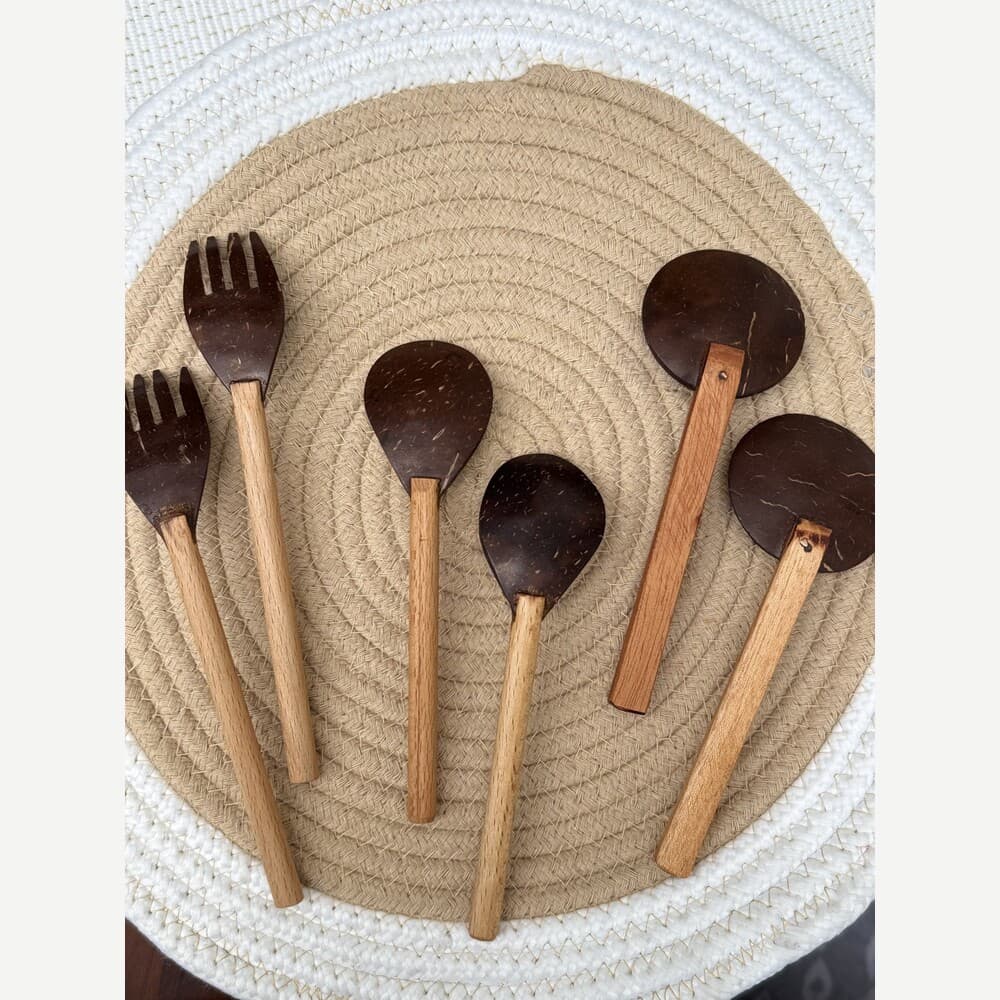 Thenga Story Coconut Shell Cutlery Set – Natural-Inspired Spoons & Dining Utensils