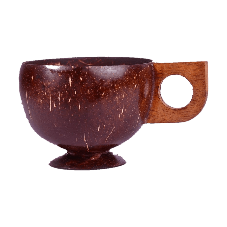 Coconut Shell Cup with Wooden Handle