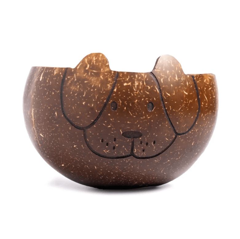 Thenga Story Dog-Shaped Coconut Shell Bowl for Kids – Animal Design Snack Bowl (Set of 1)