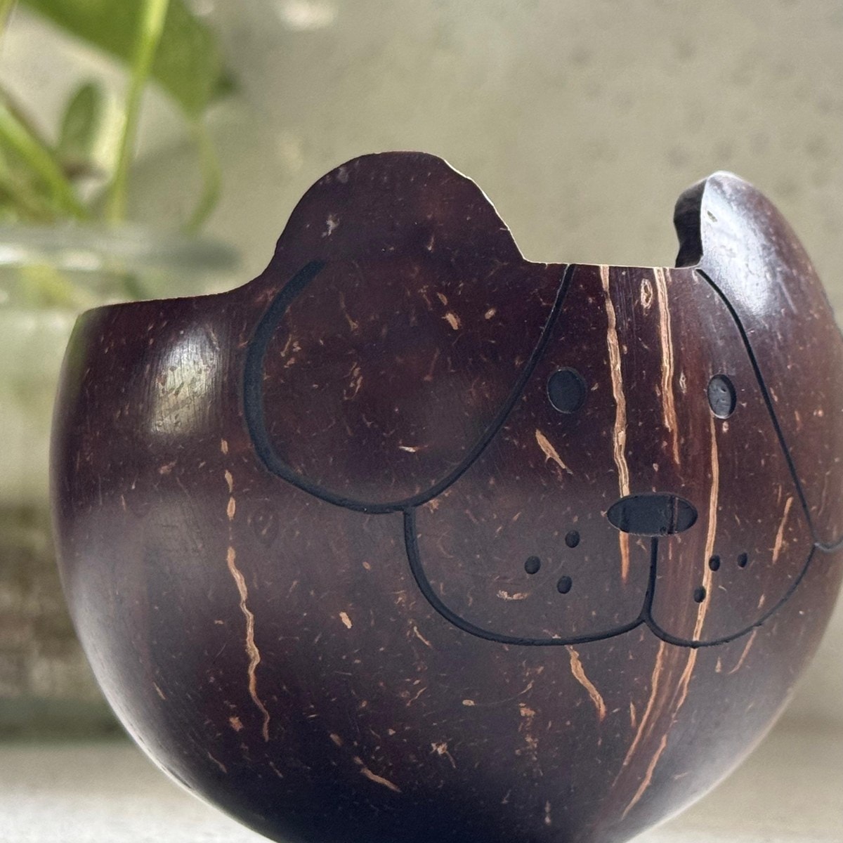 Thenga Story Dog-Shaped Coconut Shell Bowl for Kids – Animal Design Snack Bowl (Set of 1)
